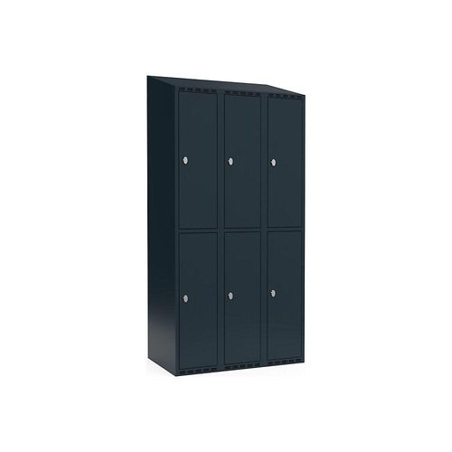 7042424104882 - Doppelstock-Spind Fydor 3 Abteile grau B 900 mm 3 Abteile schräge Dachform Vorhängeschloss kaiserkraft