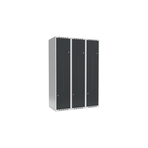 7042423062732 - Z-Spind Fydor 3 Abteile lichtgrau   grau B 1200 mm 3 Abteile flache Dachform Zylinderschloss kaiserkraft