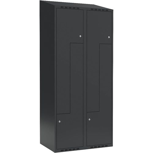 7042424847192 - Z-Spind Fydor 2 Abteile grau B 800 mm 2 Abteile schräge Dachform Zylinderschloss kaiserkraft