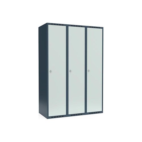7042424727302 - Spind Fydor 3 Abteile blaugrau lichtgrau B 1200 mm 3 Abteile flache Dachform Vorhängeschloss kaiserkraft 7042424727302 - Spind Fydor 3 Abteile blaugrau lichtgrau B 1200 mm 3 Abteile flache Dachform Vorhängeschloss kaiserkraft