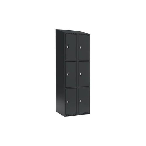 7042424830880 - 3er-Schließfachschrank Fydor 2 Abteile grau B 600 mm 2 Abteile schräge Dachform Vorhängeschloss kaiserkraft
