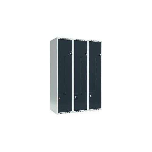 7042423062633 - Z-Spind Fydor 3 Abteile lichtgrau   grau B 1200 mm 3 Abteile flache Dachform Vorhängeschloss kaiserkraft