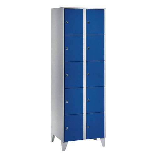 4250618205557 - 5er-Schließfachschrank München 2 Abteile lichtgrau enzianblau B 600 mm mit Füßen Wolf 4250618205557 - 5er-Schließfachschrank München 2 Abteile lichtgrau enzianblau B 600 mm mit Füßen Wolf