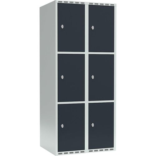 7042423061452 - 3er-Schließfachschrank Fydor 2 Abteile lichtgrau   grau B 800 mm 2 Abteile flache Dachform Vorhängeschloss kaiserkraft