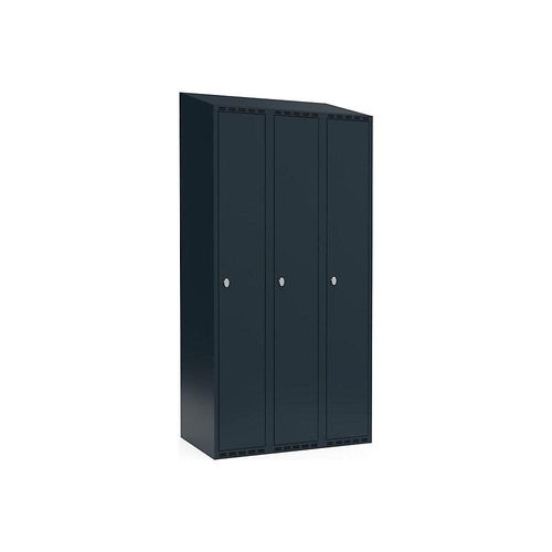 7042424817300 - Spind Fydor 3 Abteile grau B 900 mm 3 Abteile schräge Dachform Vorhängeschloss kaiserkraft 7042424817300 - Spind Fydor 3 Abteile grau B 900 mm 3 Abteile schräge Dachform Vorhängeschloss kaiserkraft