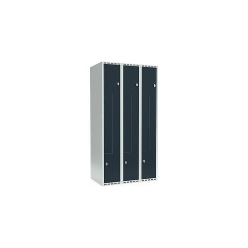 7042423058940 - Z-Spind Fydor 3 Abteile lichtgrau grau B 900 mm 3 Abteile flache Dachform Vorhängeschloss kaiserkraft 7042423058940 - Z-Spind Fydor 3 Abteile lichtgrau grau B 900 mm 3 Abteile flache Dachform Vorhängeschloss kaiserkraft