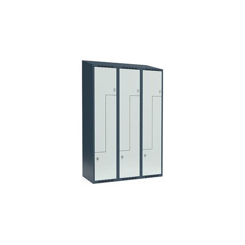 7042424670899 - Z-Spind Fydor 3 Abteile blaugrau lichtgrau B 1200 mm 3 Abteile schräge Dachform Vorhängeschloss kaiserkraft 7042424670899 - Z-Spind Fydor 3 Abteile blaugrau lichtgrau B 1200 mm 3 Abteile schräge Dachform Vorhängeschloss kaiserkraft