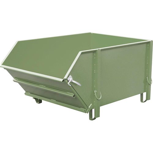 4052462040274 - eurokraft pro Stahlblechbehälter Volumen 1 m³ mit klappbarer Schüttklappe resedagrün