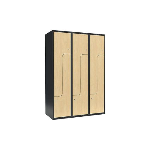 7042424847277 - Z-Spind Fydor 3 Abteile grau   Birke B 1200 mm 3 Abteile flache Dachform Zylinderschloss kaiserkraft