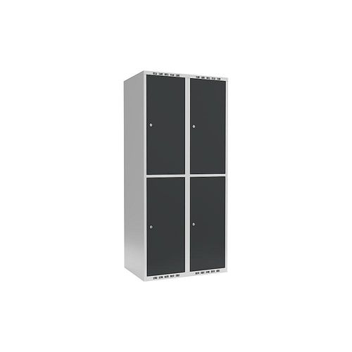 7042424853216 - Doppelstock-Spind Fydor 2 Abteile lichtgrau   grau B 800 mm 2 Abteile flache Dachform Zylinderschloss kaiserkraft