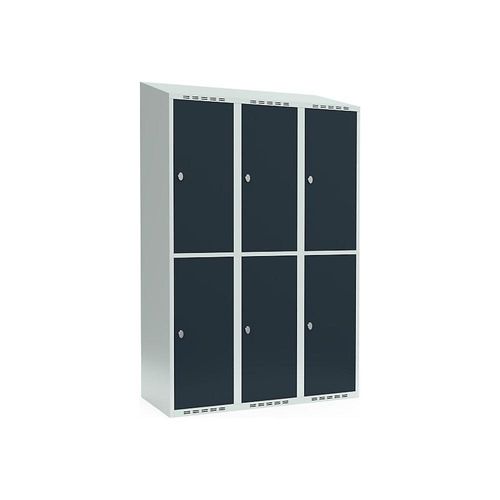 7042423041997 - Doppelstock-Spind Fydor 3 Abteile lichtgrau grau B 1200 mm 3 Abteile schräge Dachform Vorhängeschloss kaiserkraft 7042423041997 - Doppelstock-Spind Fydor 3 Abteile lichtgrau grau B 1200 mm 3 Abteile schräge Dachform Vorhängeschloss kaiserkraft