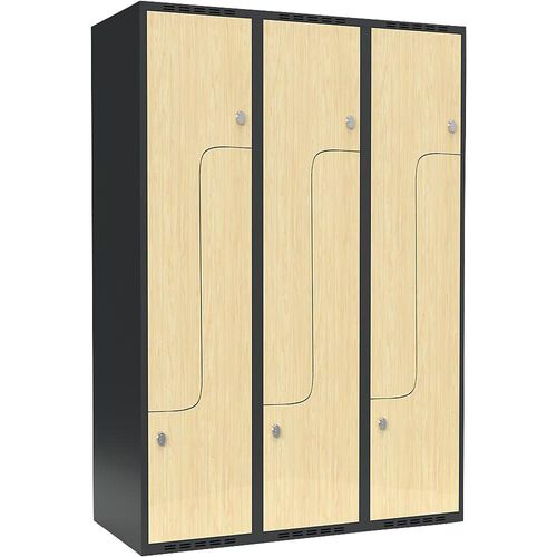 7042424603170 - Z-Spind Fydor 3 Abteile grau   Birke B 1200 mm 3 Abteile flache Dachform Vorhängeschloss kaiserkraft