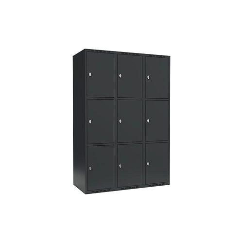 7042424833140 - 3er-Schließfachschrank Fydor 3 Abteile grau B 1200 mm 3 Abteile flache Dachform Vorhängeschloss kaiserkraft