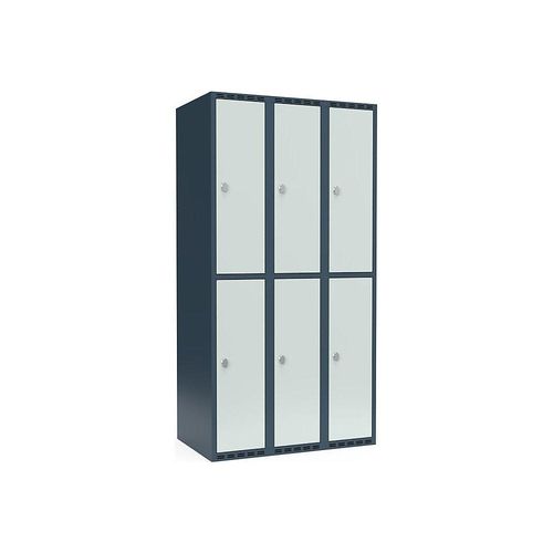 7042424834703 - Doppelstock-Spind Fydor 3 Abteile blaugrau lichtgrau B 900 mm 3 Abteile flache Dachform Vorhängeschloss kaiserkraft 7042424834703 - Doppelstock-Spind Fydor 3 Abteile blaugrau lichtgrau B 900 mm 3 Abteile flache Dachform Vorhängeschloss kaiserkraft