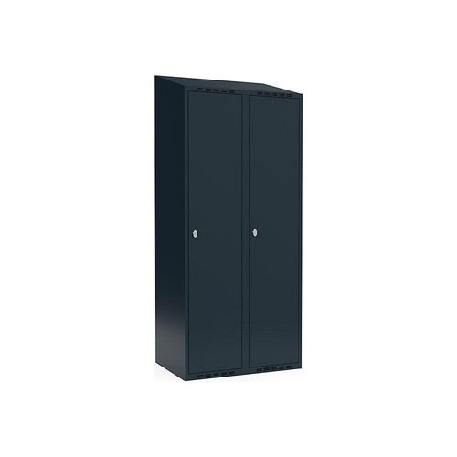 7042424679939 - Spind Fydor 2 Abteile grau B 800 mm 2 Abteile schräge Dachform Vorhängeschloss kaiserkraft