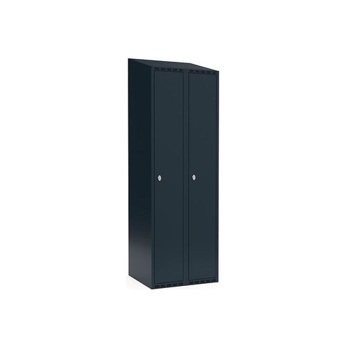 7042424817249 - Spind Fydor 2 Abteile grau B 600 mm 2 Abteile schräge Dachform Vorhängeschloss kaiserkraft