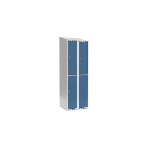 7042423378109 - Doppelstock-Spind Fydor 2 Abteile lichtgrau   brillantblau B 600 mm 2 Abteile schräge Dachform Zylinderschloss kaiserkraft