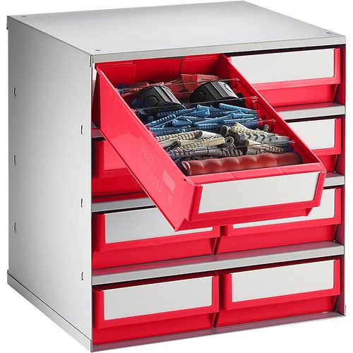 4009292808536 - Schubladenmagazin Gehäuse-Traglast 75 kg HxBxT 395 x 376 x 300 mm 8 Schubladen Schubladen rot kaiserkraft