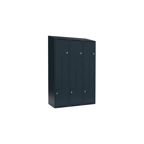 7042424670882 - Z-Spind Fydor 3 Abteile grau B 1200 mm 3 Abteile schräge Dachform Vorhängeschloss kaiserkraft