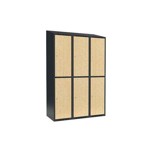 7042424846454 - Doppelstock-Spind Fydor 3 Abteile grau   Birke B 1200 mm 3 Abteile schräge Dachform Zylinderschloss kaiserkraft