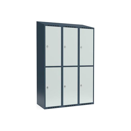 7042424834154 - Doppelstock-Spind Fydor 3 Abteile blaugrau lichtgrau B 1200 mm 3 Abteile schräge Dachform Vorhängeschloss kaiserkraft 7042424834154 - Doppelstock-Spind Fydor 3 Abteile blaugrau lichtgrau B 1200 mm 3 Abteile schräge Dachform Vorhängeschloss kaiserkraft