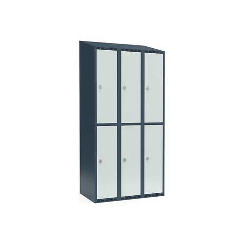 7042424833942 - Doppelstock-Spind Fydor 3 Abteile blaugrau lichtgrau B 900 mm 3 Abteile schräge Dachform Vorhängeschloss kaiserkraft 7042424833942 - Doppelstock-Spind Fydor 3 Abteile blaugrau lichtgrau B 900 mm 3 Abteile schräge Dachform Vorhängeschloss kaiserkraft