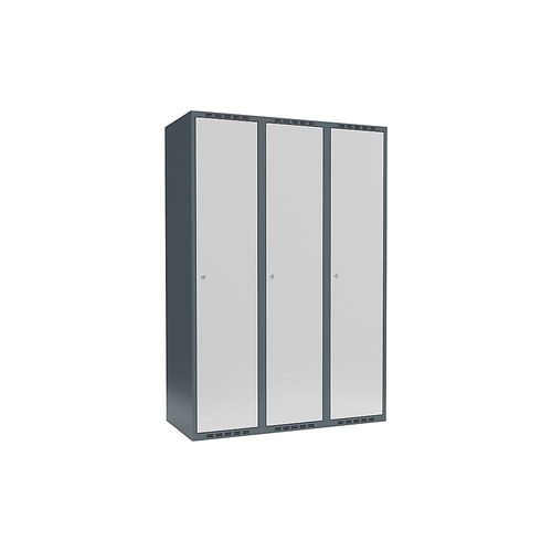 7042424853339 - Spind Fydor 3 Abteile blaugrau lichtgrau B 1200 mm 3 Abteile flache Dachform Zylinderschloss kaiserkraft 7042424853339 - Spind Fydor 3 Abteile blaugrau lichtgrau B 1200 mm 3 Abteile flache Dachform Zylinderschloss kaiserkraft