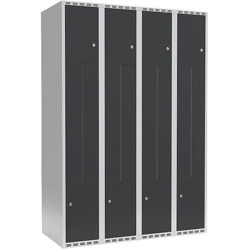 7042423059145 - Z-Spind Fydor 4 Abteile lichtgrau grau B 1200 mm 4 Abteile flache Dachform Zylinderschloss kaiserkraft 7042423059145 - Z-Spind Fydor 4 Abteile lichtgrau grau B 1200 mm 4 Abteile flache Dachform Zylinderschloss kaiserkraft