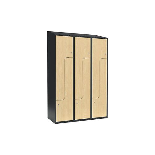 7042424806960 - Z-Spind Fydor 3 Abteile grau   Birke B 1200 mm 3 Abteile schräge Dachform Zylinderschloss kaiserkraft