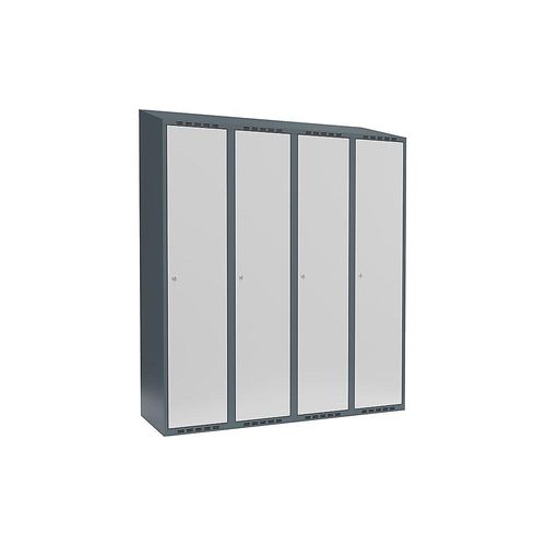 7042424853148 - Spind Fydor 4 Abteile blaugrau lichtgrau B 1200 mm 4 Abteile schräge Dachform Zylinderschloss kaiserkraft 7042424853148 - Spind Fydor 4 Abteile blaugrau lichtgrau B 1200 mm 4 Abteile schräge Dachform Zylinderschloss kaiserkraft