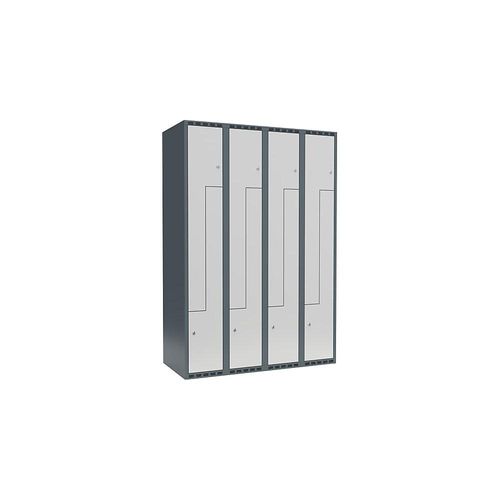 7042424679366 - Z-Spind Fydor 4 Abteile blaugrau   lichtgrau B 1200 mm 4 Abteile flache Dachform Vorhängeschloss kaiserkraft