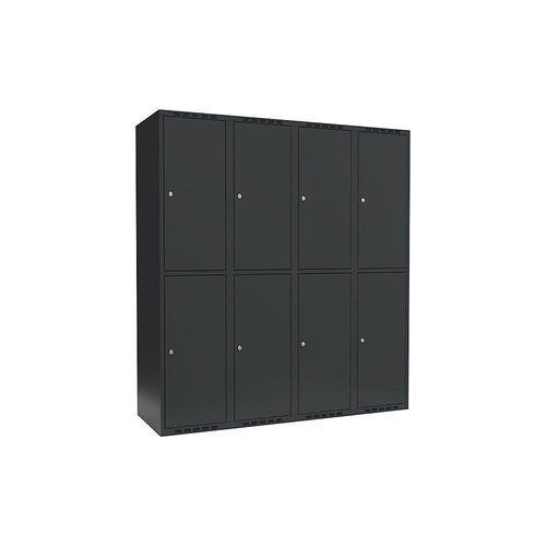 7042424853025 - Doppelstock-Spind Fydor 4 Abteile grau B 1200 mm 4 Abteile flache Dachform Zylinderschloss kaiserkraft