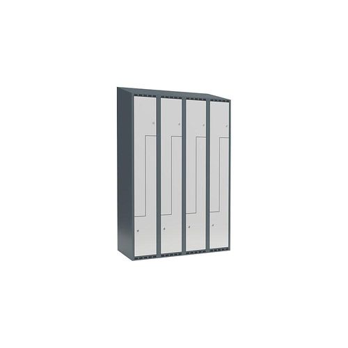 7042424671001 - Z-Spind Fydor 4 Abteile blaugrau lichtgrau B 1200 mm 4 Abteile schräge Dachform Vorhängeschloss kaiserkraft 7042424671001 - Z-Spind Fydor 4 Abteile blaugrau lichtgrau B 1200 mm 4 Abteile schräge Dachform Vorhängeschloss kaiserkraft