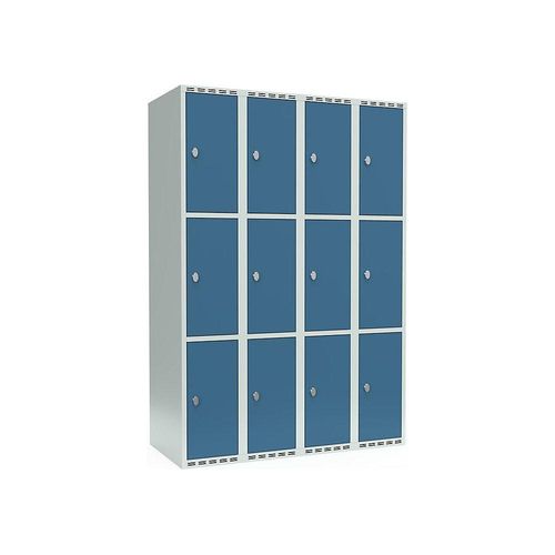 7042424575880 - 3er-Schließfachschrank Fydor 4 Abteile lichtgrau brillantblau B 1200 mm 4 Abteile flache Dachform Vorhängeschloss kaiserkraft 7042424575880 - 3er-Schließfachschrank Fydor 4 Abteile lichtgrau brillantblau B 1200 mm 4 Abteile flache Dachform Vorhängeschloss kaiserkraft
