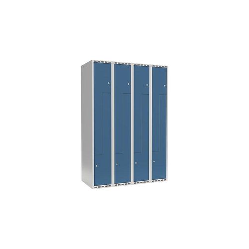 7042423618496 - Z-Spind Fydor 4 Abteile lichtgrau brillantblau B 1200 mm 4 Abteile flache Dachform Vorhängeschloss kaiserkraft 7042423618496 - Z-Spind Fydor 4 Abteile lichtgrau brillantblau B 1200 mm 4 Abteile flache Dachform Vorhängeschloss kaiserkraft