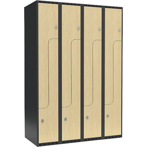 7042424670967 - Z-Spind Fydor 4 Abteile grau   Birke B 1200 mm 4 Abteile flache Dachform Vorhängeschloss kaiserkraft