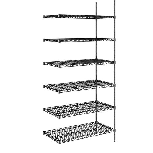4061753091192 - Stahldraht-Gitterregal schwarz Fachlast 250 kg BxT 910 x 610 mm Anbauregal Höhe 2180 mm 6 Fachböden kaiserkraft