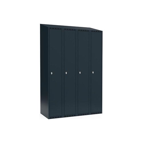 7042424429251 - Spind Fydor 4 Abteile grau B 1200 mm 4 Abteile schräge Dachform Vorhängeschloss kaiserkraft