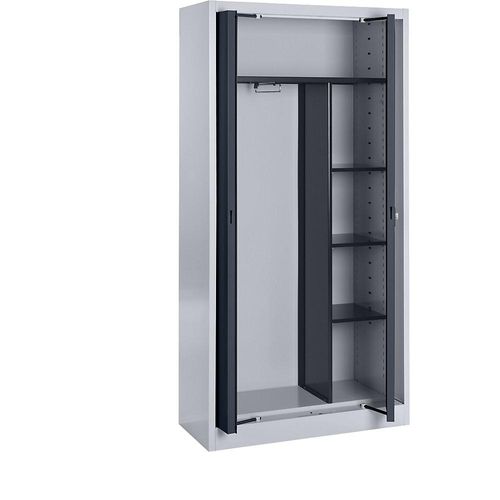 4250633300282 - mauser Stahlschrank mit Einschwenktüren Garderobe 3 kurze Fachböden Tiefe 420 mm weißaluminium anthrazitgrau 4250633300282 - mauser Stahlschrank mit Einschwenktüren Garderobe 3 kurze Fachböden Tiefe 420 mm weißaluminium anthrazitgrau