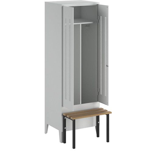 4250618234007 - Schwarz-Weiß-Spind Berlin 1 mit Sitzbank 1 Abteil lichtgrau B 600 mm vorgebaut Buchenholz Wolf 4250618234007 - Schwarz-Weiß-Spind Berlin 1 mit Sitzbank 1 Abteil lichtgrau B 600 mm vorgebaut Buchenholz Wolf