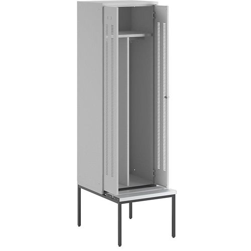 4250618234724 - Schwarz-Weiß-Spind Berlin 1 mit Sitzbank 1 Abteil lichtgrau B 600 mm untergebaut Kunststoff Wolf 4250618234724 - Schwarz-Weiß-Spind Berlin 1 mit Sitzbank 1 Abteil lichtgrau B 600 mm untergebaut Kunststoff Wolf