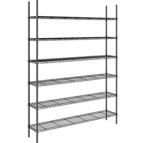 4061753091468 - Stahldraht-Gitterregal schwarz Fachlast 100 kg BxT 1520 x 360 mm Grundregal Höhe 2180 mm 6 Fachböden kaiserkraft