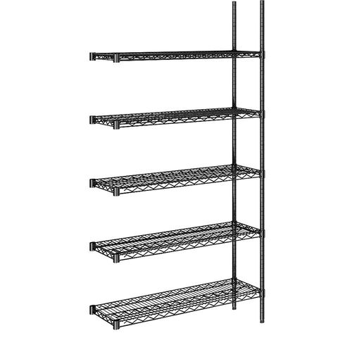 4061753091093 - Stahldraht-Gitterregal schwarz Fachlast 250 kg BxT 910 x 360 mm Anbauregal Höhe 1880 mm 5 Fachböden kaiserkraft
