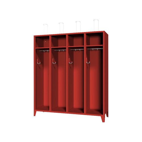 4055955075944 - Feuerwehrschrank mit Füßen ohne Tür 4 Abteile 8 Fächer Pavoy