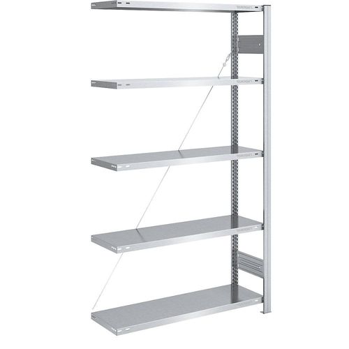 4061753024022 - eurokraft pro Lager-Steckregal verzinkt Bauart leicht Regalhöhe 2000 mm Anbauregal Breite x Tiefe 1000 x 400 mm