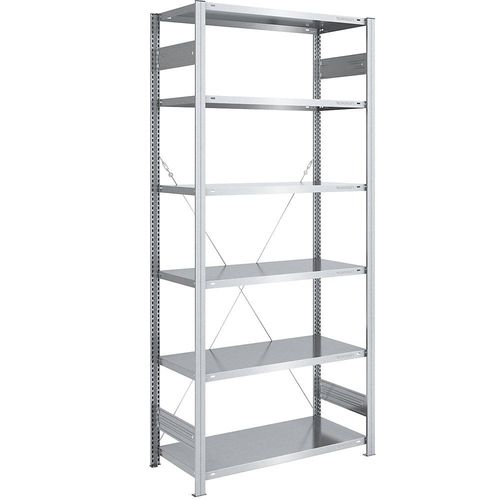 4061753024121 - eurokraft pro Lager-Steckregal verzinkt Bauart leicht Regalhöhe 2500 mm Grundregal Breite x Tiefe 1000 x 600 mm