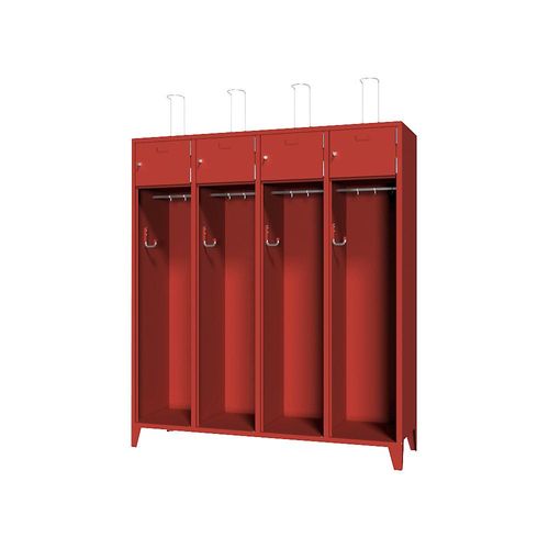 4055955074756 - Feuerwehrschrank mit Füßen Vollblechtür mit Etikettenrahmen 4 Abteile 8 Fächer Pavoy