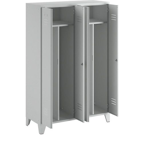 4250618226408 - Stahlspind mit Stollenfüßen Abteile schrankhoch Vollwandtüren Abteilbreite 600 mm 2 Abteile lichtgrau