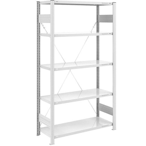 4061753024954 - eurokraft pro Lager-Steckregal RAL 7035 Bauart mittelschwer Regalhöhe 2000 mm Grundregal Breite x Tiefe 1000 x 500 mm