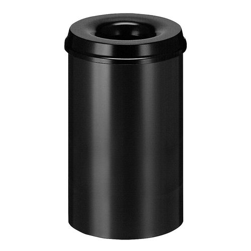 8713631034529 - Sicherheits-Papierkorb Stahl selbstlöschend Volumen 20 l HxØ 426 x 260 mm Korpus schwarz   Löschkopf schwarz kaiserkraft